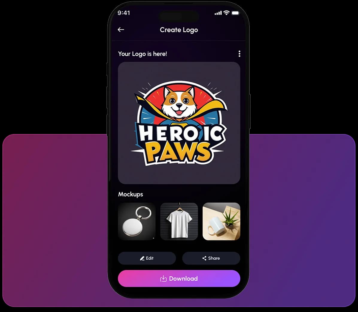 Download your finished AI generated logos